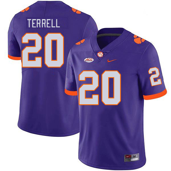Men's Clemson Tigers Avieon Terrell #20 College Purple NCAA Authentic Football Stitched Jersey 23QI30QS